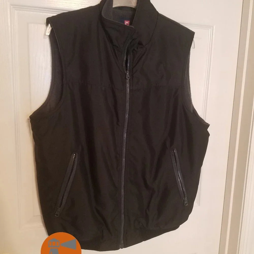 Chaps Medium Vest Black Zip Up Outerwear with 2 Zip Pockets Puffer